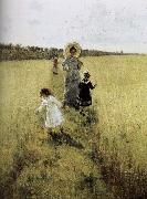 Ilia Efimovich Repin In the field of small road France oil painting artist